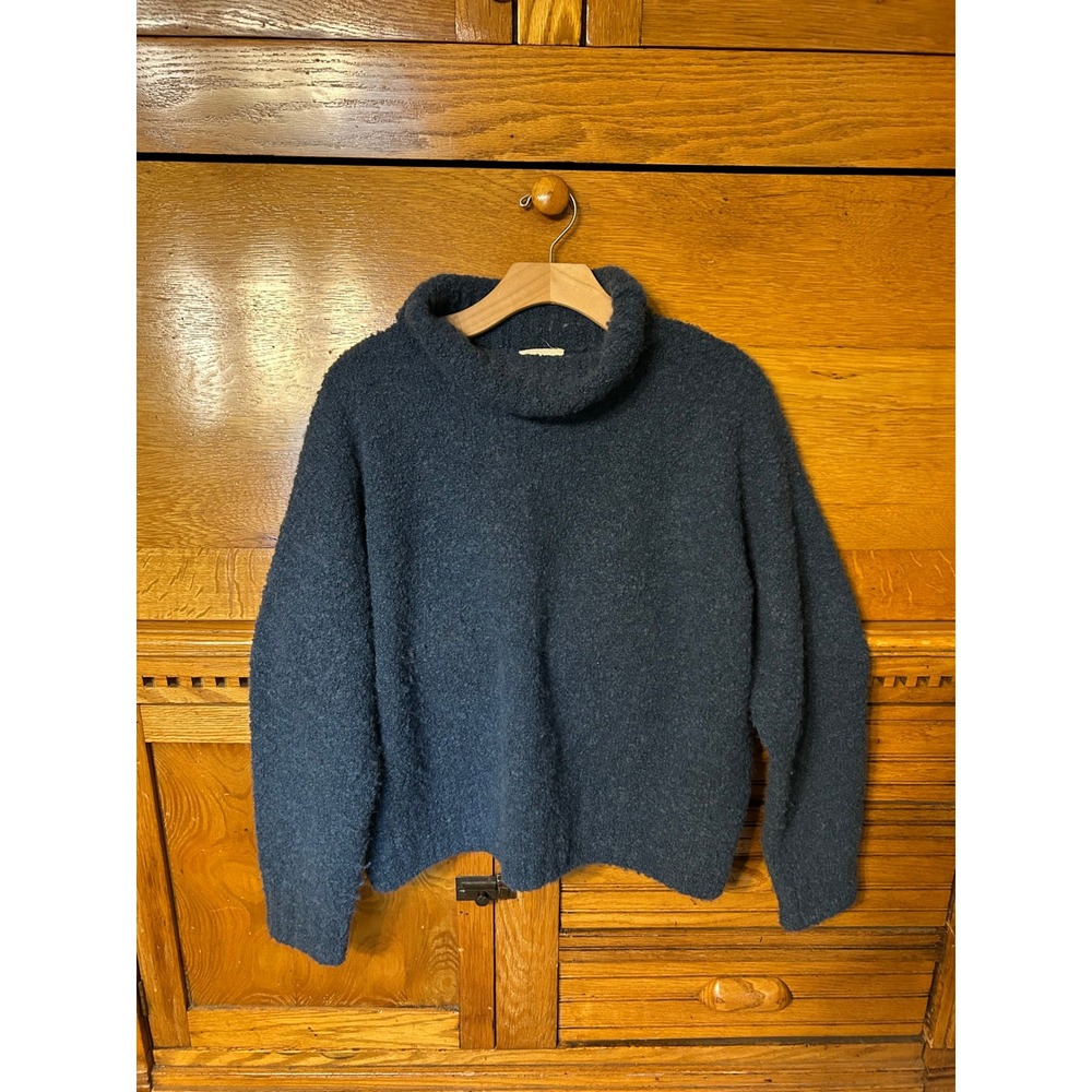 Poetry Alpaca Wool Blend Hygge Quiet Luxury Roll Neck Boucle Sweater Blue US 10